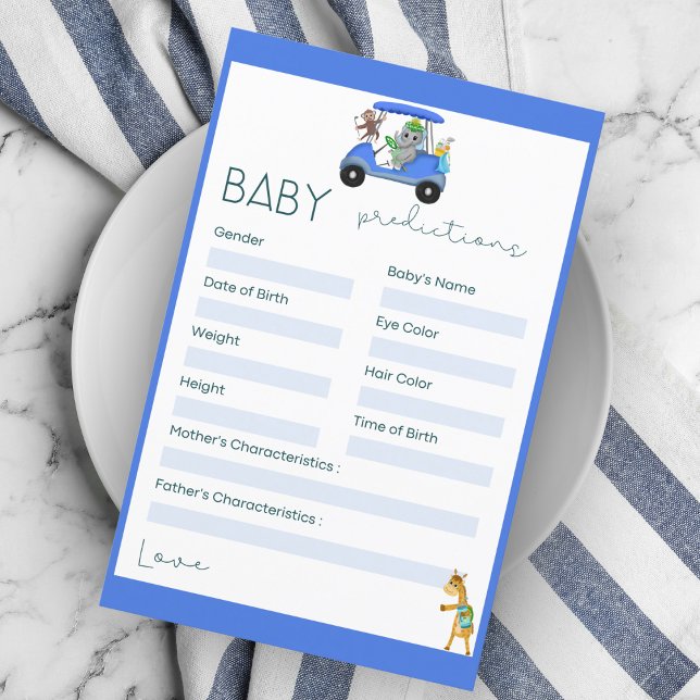 Baby Vorhersagen Elephant & Monkey Golf Dusche (Great Baby Prediction game designed with the golfing Elephant, Monkey and Giraffe. )