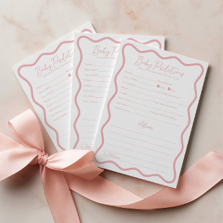Baby-Vorhersagen Rat Baby Shower Spiel Pink Hinweiskarte