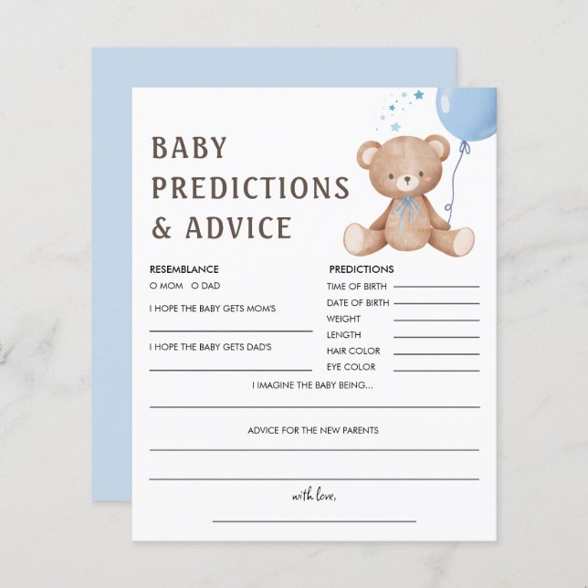 Baby-Vorhersagen | Teddy Bear Boy Baby Shooting Ga (Vorne/Hinten)