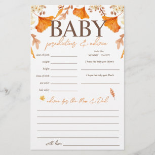 Baby-Vorhersagen und Ratschläge Fall Baby Shower S Flyer
