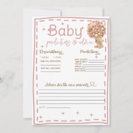 Baby Vorhersagen und Ratschläge Pink Teddy Bärenka Einladung