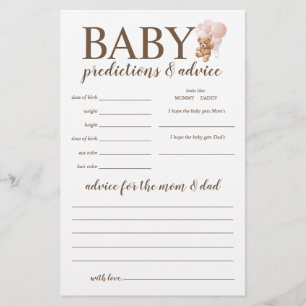 Baby-Vorhersagen und Ratschläge Pinker Teddybär-Sp Flyer