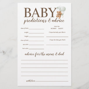 Baby-Vorhersagen und Ratschläge Sage Teddy Bear Sp Flyer