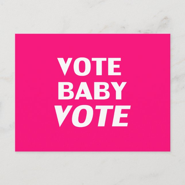"Baby-Vote abstimmen" heißen Rosa, Magenta, Fuchsi Postkarte (Vorderseite)