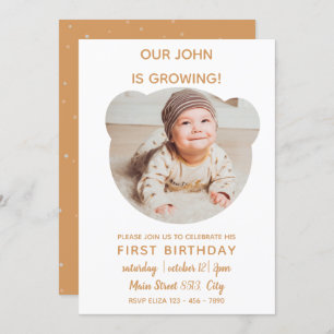 Baby wächst - Bear Foto Frame Einladung