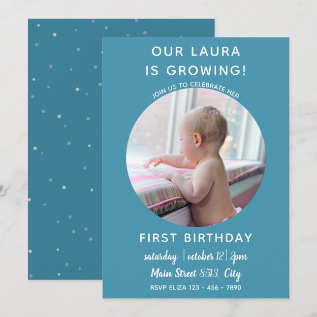 Baby wächst - Einladung zu Foto (Vorne/Hinten)