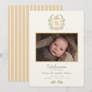 Baby-Wagen-Monogramm B Neutrale Geburt Ankündigung