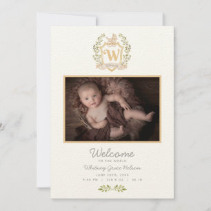 Baby-Wagen-Monogramm W Neutrale Geburt Ankündigung