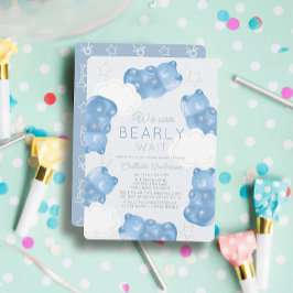 Baby Wait Blue Gummy Bear Boy Baby Dusche Einladung