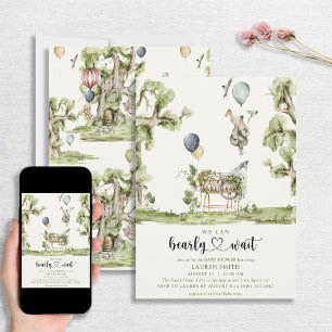 Baby Wait Heart Watercolor Babydusche Einladung