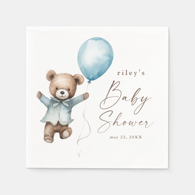 Baby Wait Teddy Bear Boys Babydusche Serviette (Vorderseite)