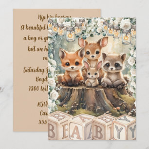 Baby-Waldtiere-Dusch-Digital-Einladung Einladung