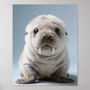 Baby-Walross-Porträt Arktische Kinderzimmer-Kunst Poster