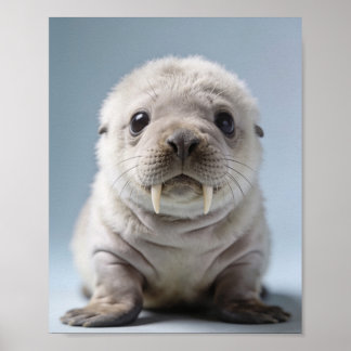 Baby-Walross-Porträt Arktische Kinderzimmer-Kunst Poster