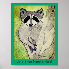 Baby-Waschbär - In einem Baum, braucht Hilfe Poster
