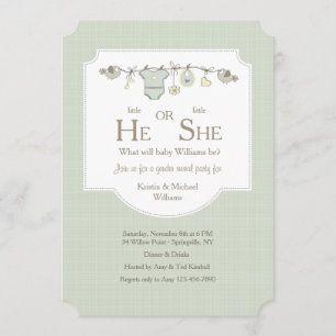 Baby-Wäscheleine-Geschlecht decken Einladungen auf