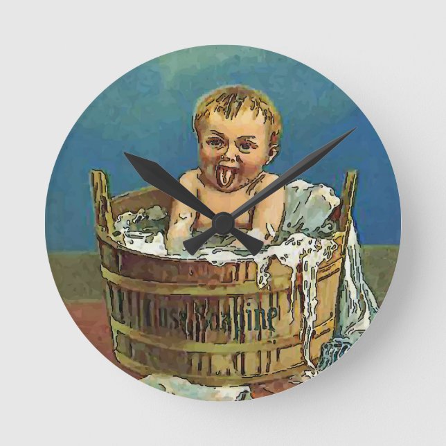 Baby Wash Room Clock Runde Wanduhr (Vorderseite)