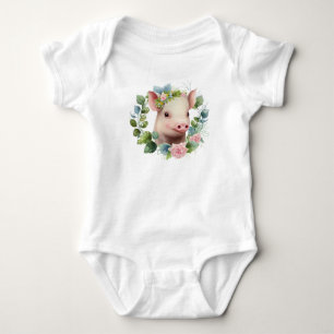 Baby Wasserfarbe Pigment mit Blume Kranz Strampler