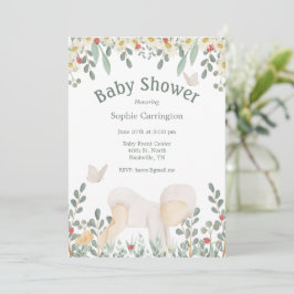 Baby Watercolor Floral Typografy Baby Shower Einladung