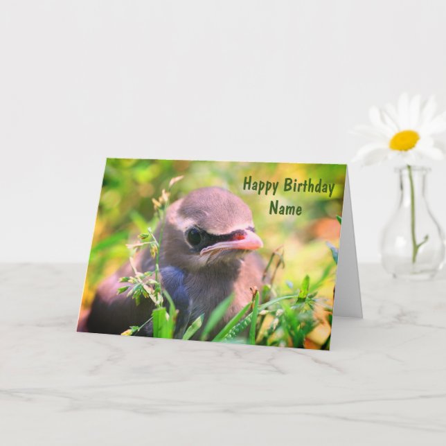 Baby Waxwing Bird Personalisiert Geburtstag Karte (Kleine Pflanze)