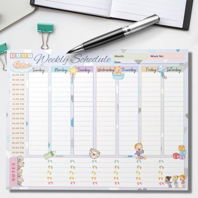 Baby Weekly Plan Planer Pastel Blue Themed Notizblock (Von Creator hochgeladen)