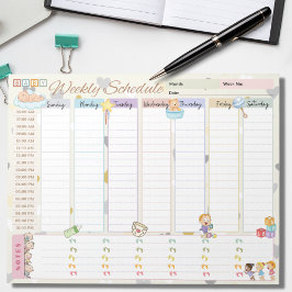 Baby Weekly Plan Planer Pastel Yellow Themed Notizblock
