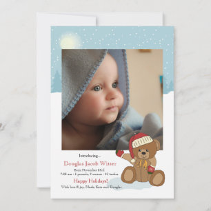 Baby-Weihnachtsbär-Feiertags-Geburtsankündigung Feiertagskarte