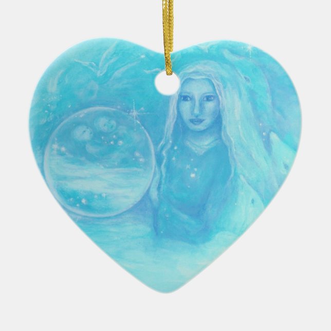 BABY-Weihnachtsverzierung des Türkis-Engels-w Keramik Ornament (Vorne)