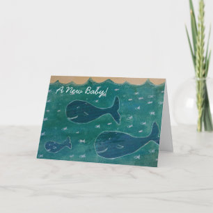 Baby Whale New Baby Gratulations Card Blue Karte