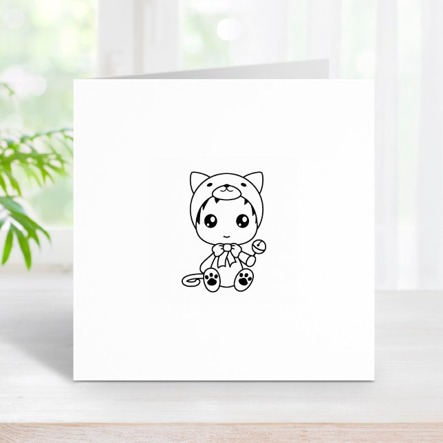 Baby White Cat Kitten Jumpsuit Kostüm 1x1 Gummistempel (Von Creator hochgeladen)