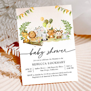 Baby Wild Animals Jungle Girl Baby Shower Einladung