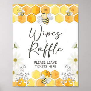 Baby Wipes Raffle Sign Honey Bee Thema Poster