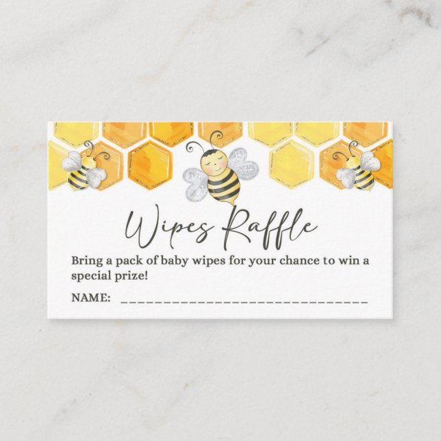 Baby Wipes Raffle Tickets Honey Bee Dusche Begleitkarte (Vorderseite)