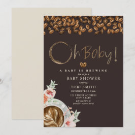 Baby wird Baby Baby Dark Coffee Floral Dusche brau Einladung