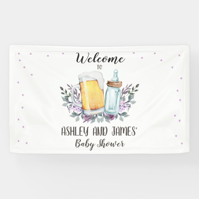 Baby wird Baby Shower Couples Beer Flasche Banner (Horizontal)