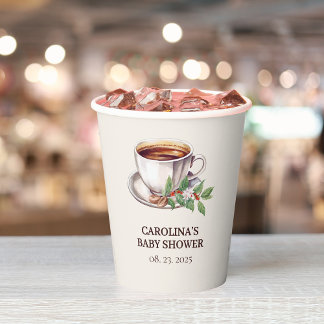 Baby wird Coffee Brown Baby Shower Pappbecher