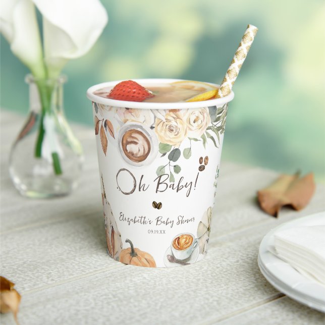 Baby wird gebraut | Herbstkaffee Babydusche Pappbecher (In Situ)