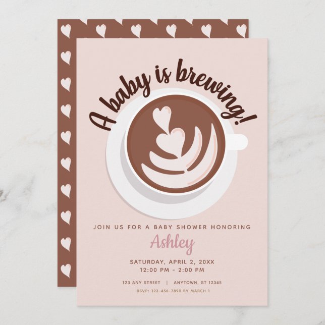 Baby wird Kaffee Brunch Baby Dusche Sprinkle Einladung (Vorne/Hinten)