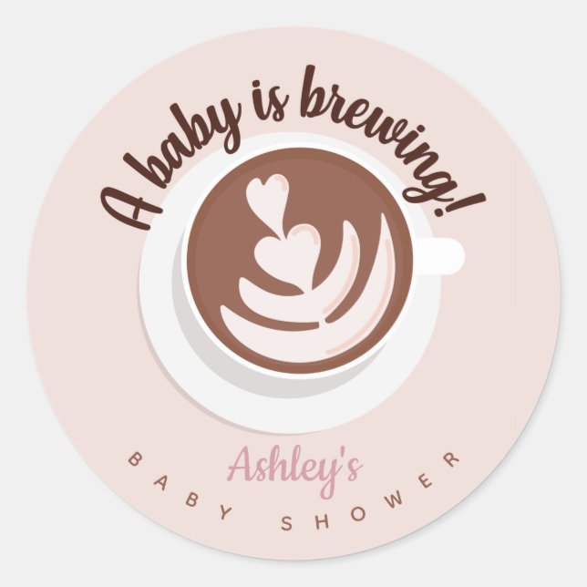 Baby wird Kaffee Brunch Baby Dusche Sprinkle Runder Aufkleber (Vorderseite)