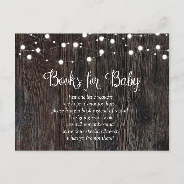 Baby wird rustikale Babyduschbücher für Baby zuber Einladungspostkarte (Vorderseite)