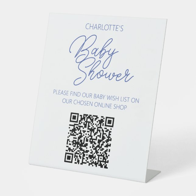 Baby Wish List QR Code Geschenklösung Willkommensw Sockelschild (Vorderseite)