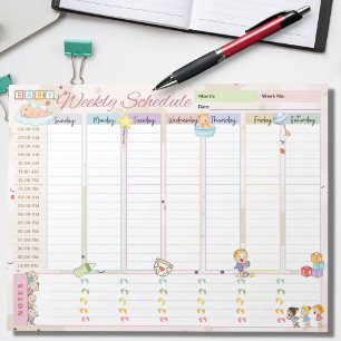 Baby-Wochenplanplaner Pastell Hellrosa Notizblock