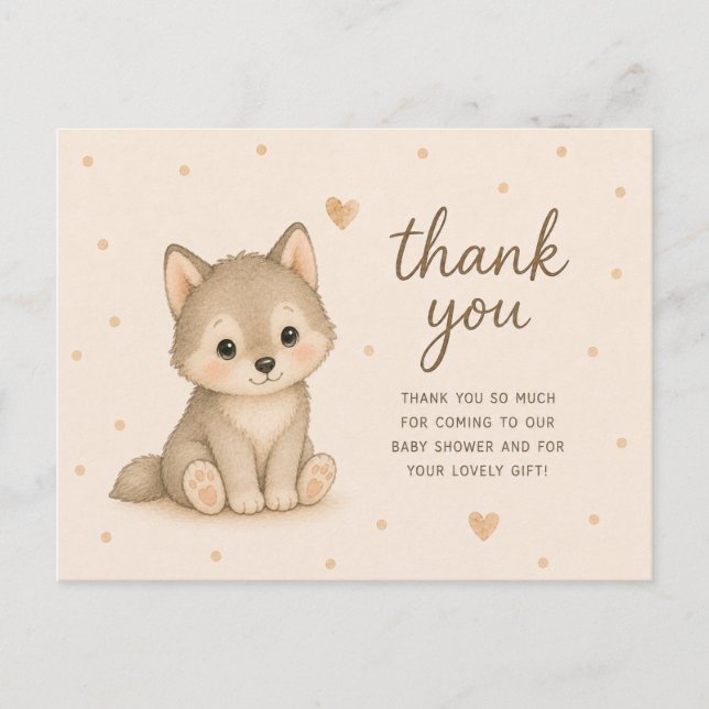 Baby Wolf Baby Shower Danke Postkarte (Vorderseite)