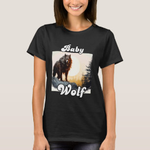 Baby Wolf Matching Tribe Wolves Moon Kids Camping T-Shirt
