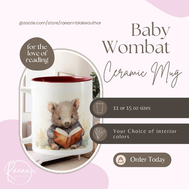Baby Wombat Reader Keramik Tasse (Von Creator hochgeladen)
