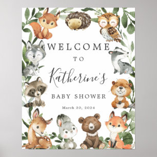Baby Woodland Animals Baby Dusche Begrüßungszeiche Poster