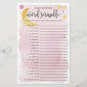 Baby Word knistert rosa über die Papierspielkarte  Flyer