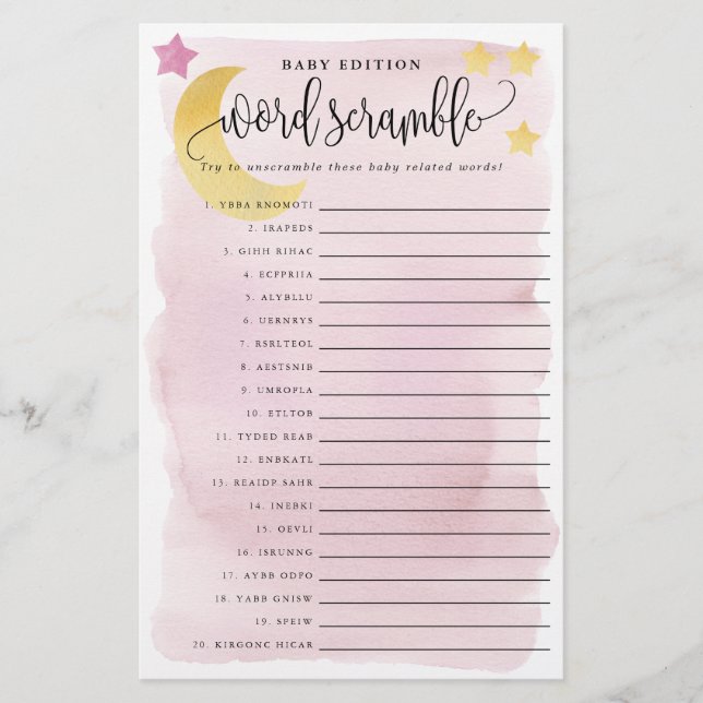 Baby Word knistert rosa über die Papierspielkarte  Flyer (Vorne)