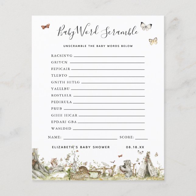 Baby Word Scramble | Baby Showspiel (Vorderseite)