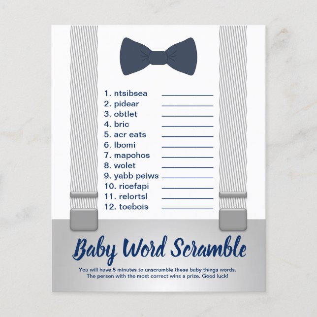 Baby Word Scramble, Baby Showspiel Flyer (Vorne)